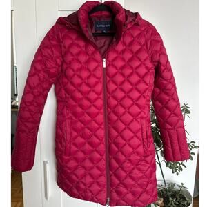 Lands End Cranberry Quilted Puffer Goose Down Jacket, Size Small (6-8), Like New